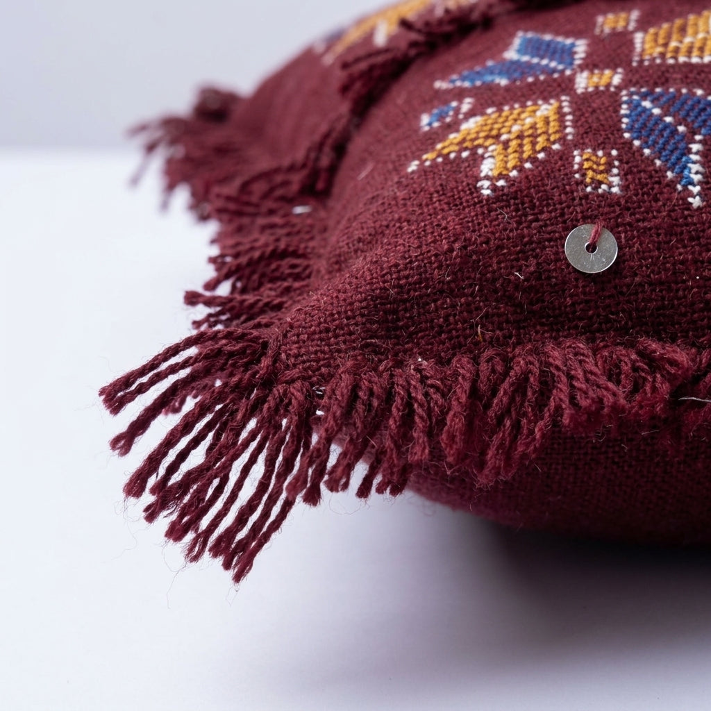 Maroon Star Moroccan pillow cover, detail photo 3