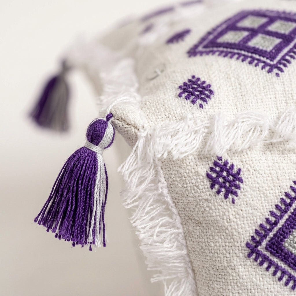 Purple Diamond Moroccan pillow cover, detail photo 7