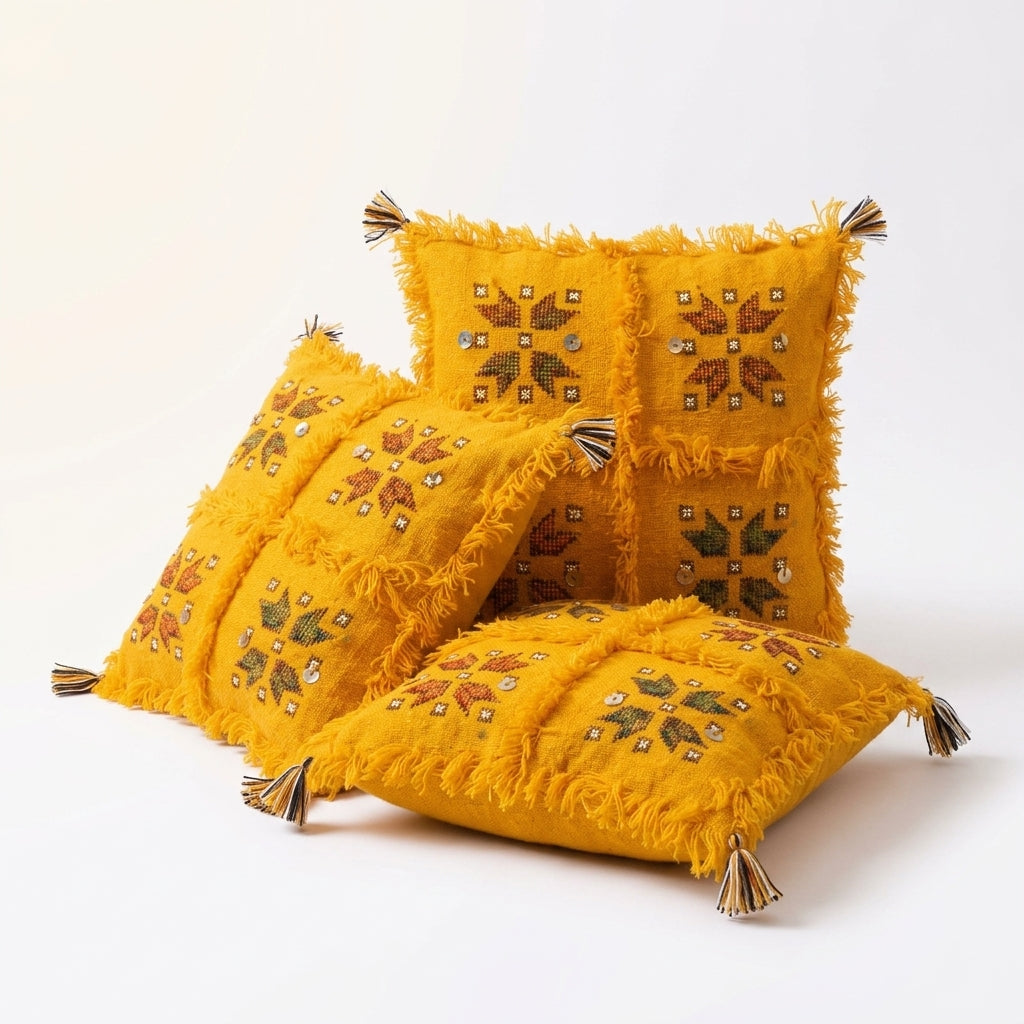 Golden Thread Moroccan pillow cover, detail photo 8