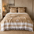 Sahara Diamond bedspread styled on a bed in a Moroccan bedroom