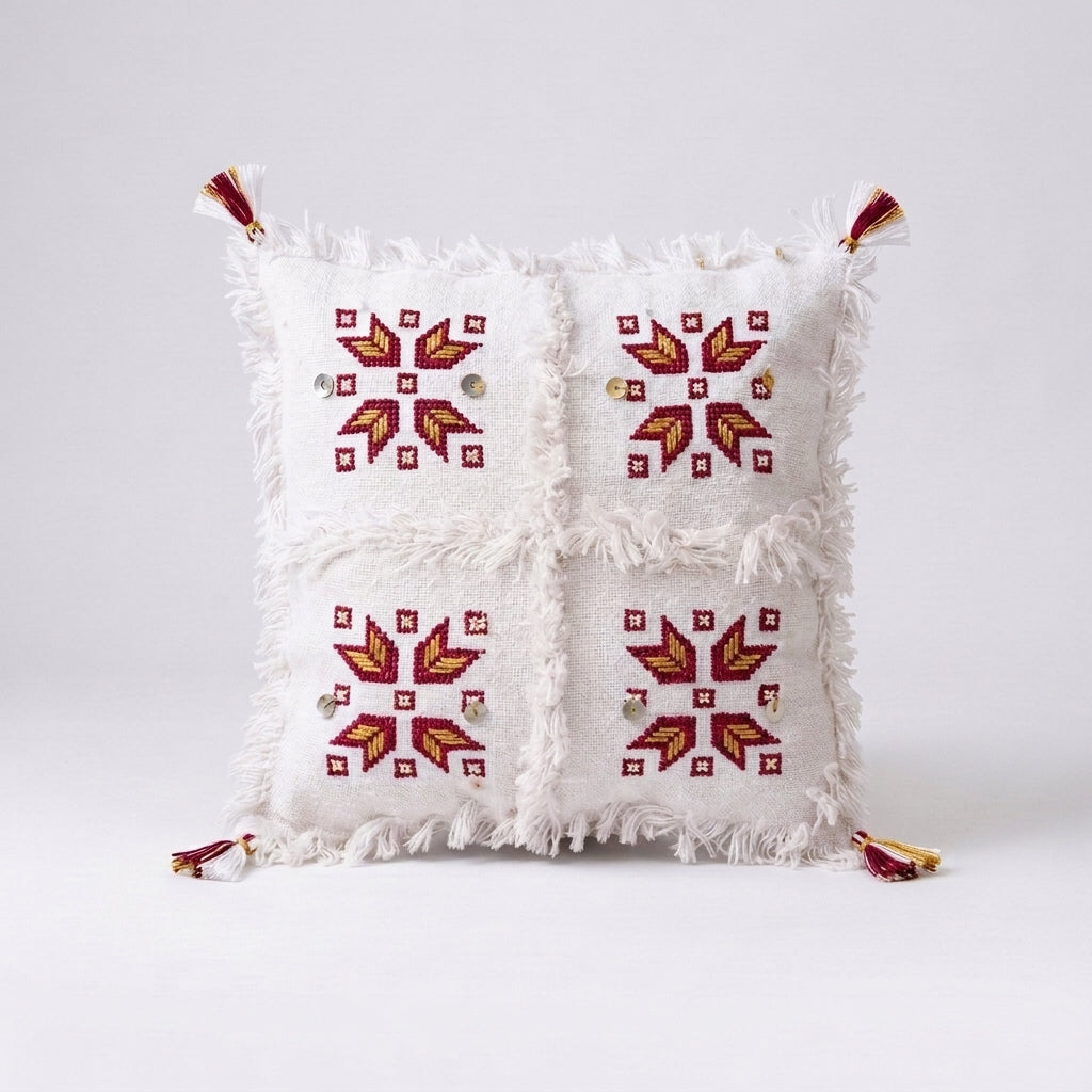 Silver Starburst Moroccan pillow cover, detail photo 6