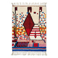 Garnet diamond Boujaad rug — ivory field with large garnet diamond and mosaic squares, flat lay