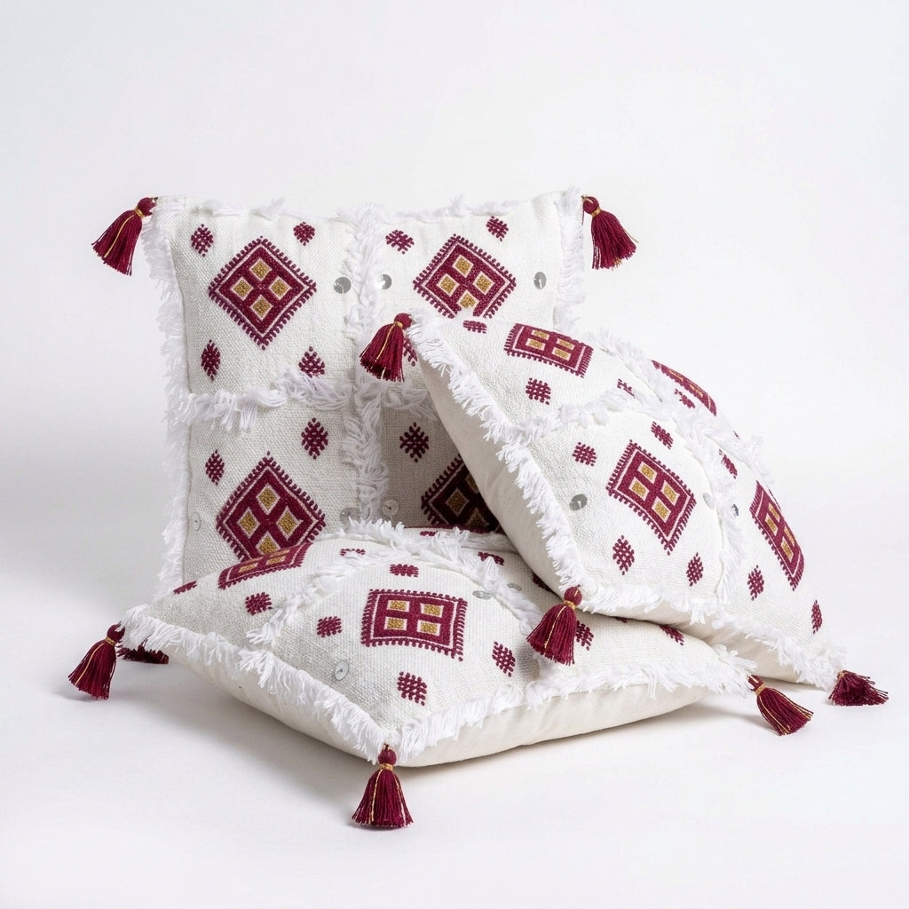 Berry Diamond Moroccan pillow cover, detail photo 2