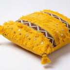 Saffron Fringe Moroccan pillow cover, detail photo 2