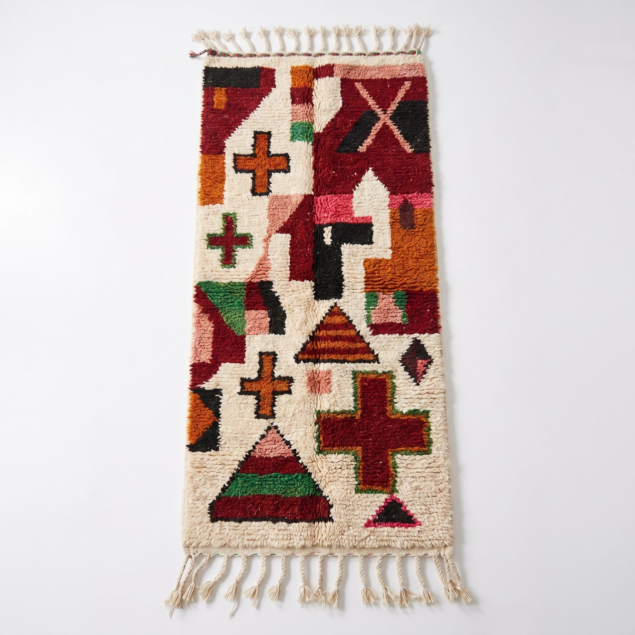 Handwoven Moroccan runner rug Berber kitchen and hallway rug in natural wool