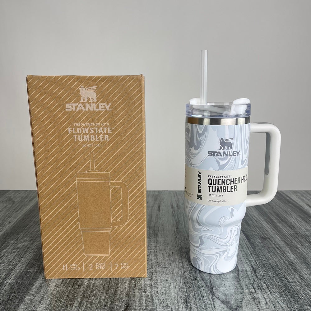 Stanly Quencher H2.0 FlowState Marble Swirl Edition Tumbler | 30 OZ (White)
