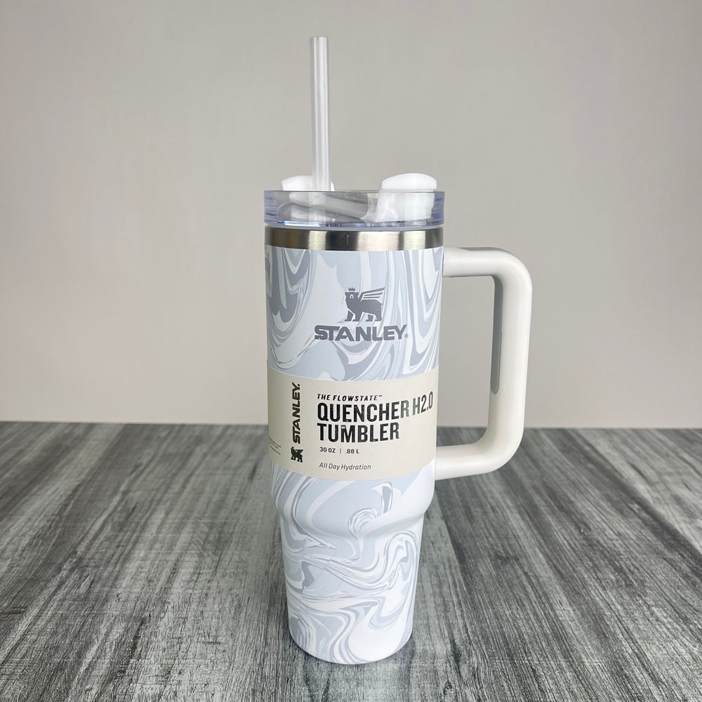 Stanly Quencher H2.0 FlowState Marble Swirl Edition Tumbler | 30 OZ (White)