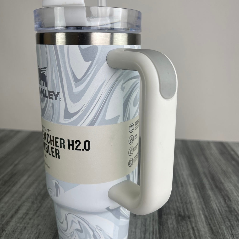 Stanly Quencher H2.0 FlowState Marble Swirl Edition Tumbler | 30 OZ (White)