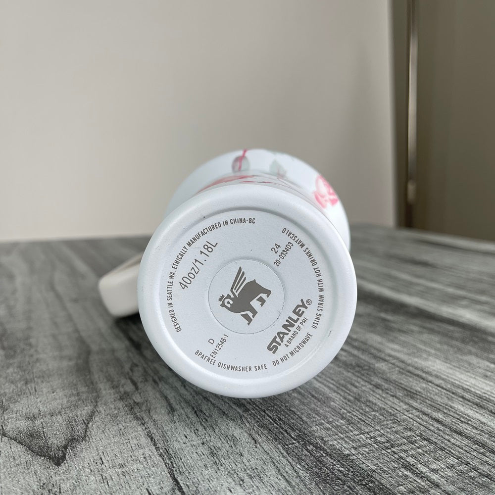 Stanly Quencher H2.0 FlowState Floral Edition Tumbler | 40 OZ (White)