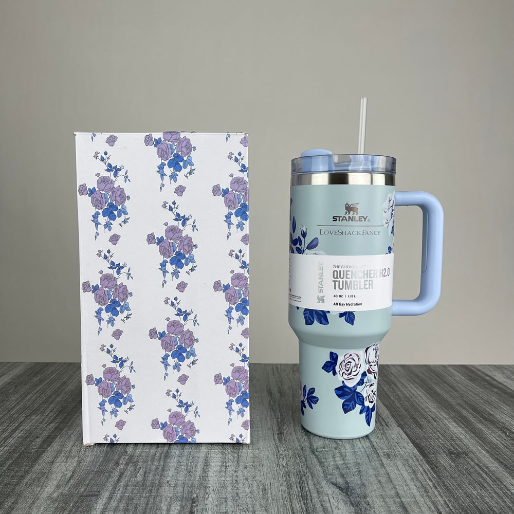 Stanly Quencher H2.0 FlowState Floral Edition Tumbler | 40 OZ (Sky)