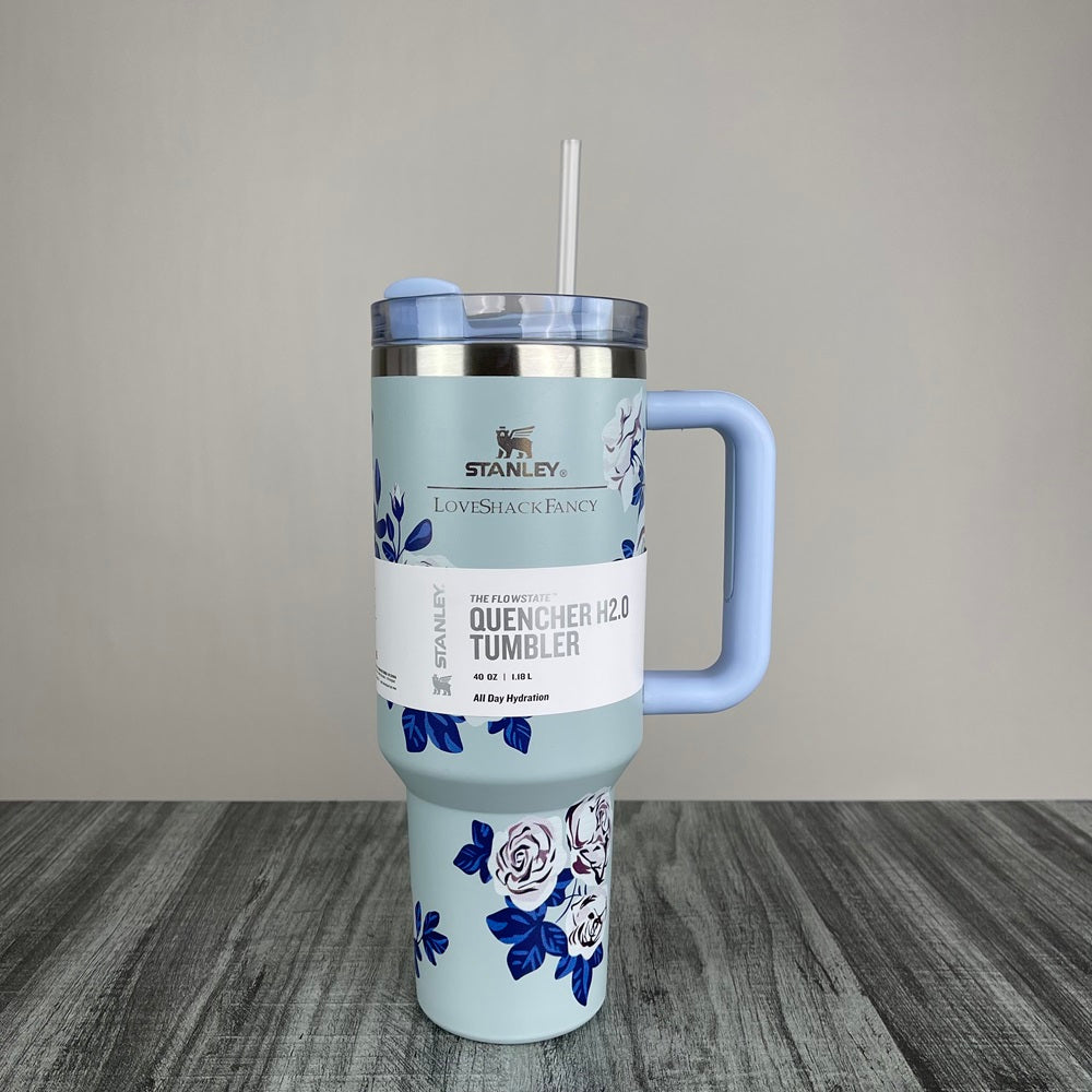 Stanly Quencher H2.0 FlowState Floral Edition Tumbler | 40 OZ (Sky)