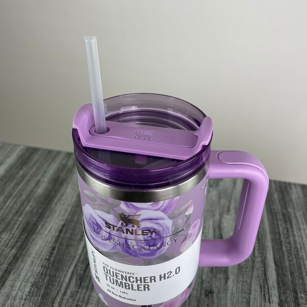 Stanly Quencher H2.0 FlowState Floral Edition Tumbler | 40 OZ (Purple)