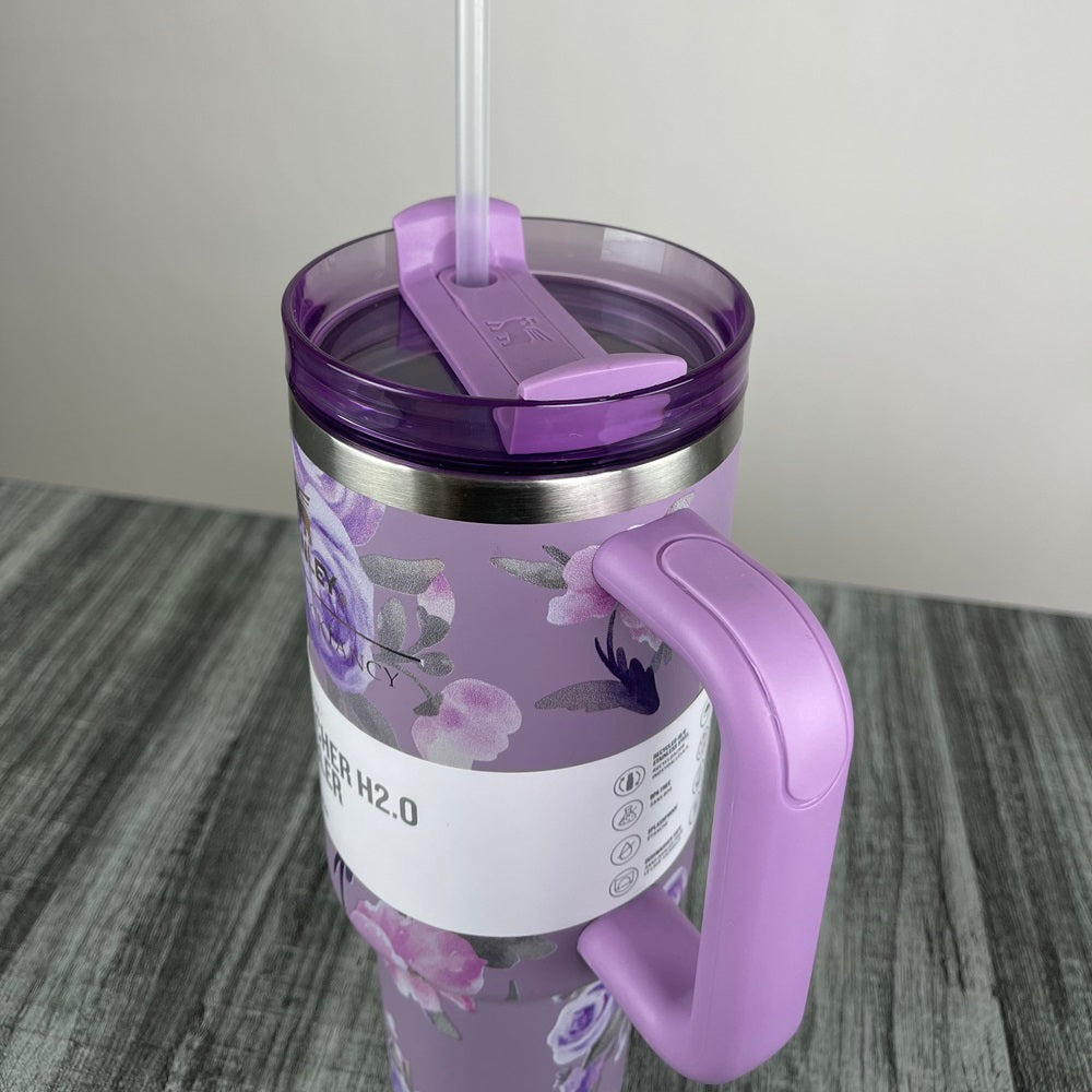 Stanly Quencher H2.0 FlowState Floral Edition Tumbler | 40 OZ (Purple)