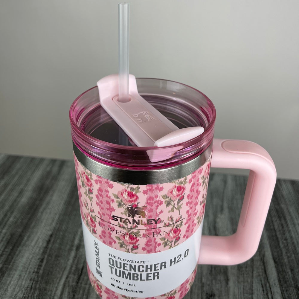 Stanly Quencher H2.0 FlowState Floral Edition Tumbler | 40 OZ (Light Pink)