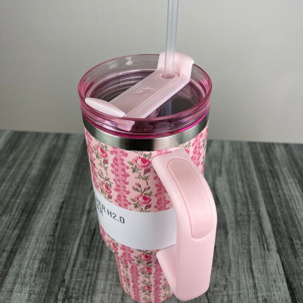 Stanly Quencher H2.0 FlowState Floral Edition Tumbler | 40 OZ (Light Pink)