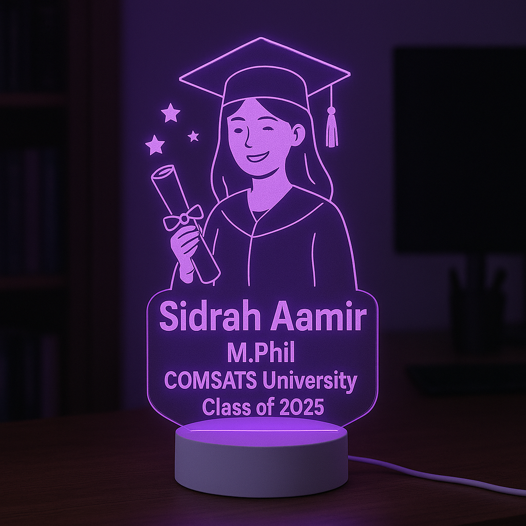 Graduation gift for her - Custom LED glowing lamp