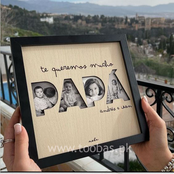 Wooden Cut Papa, Dad Photo Frame