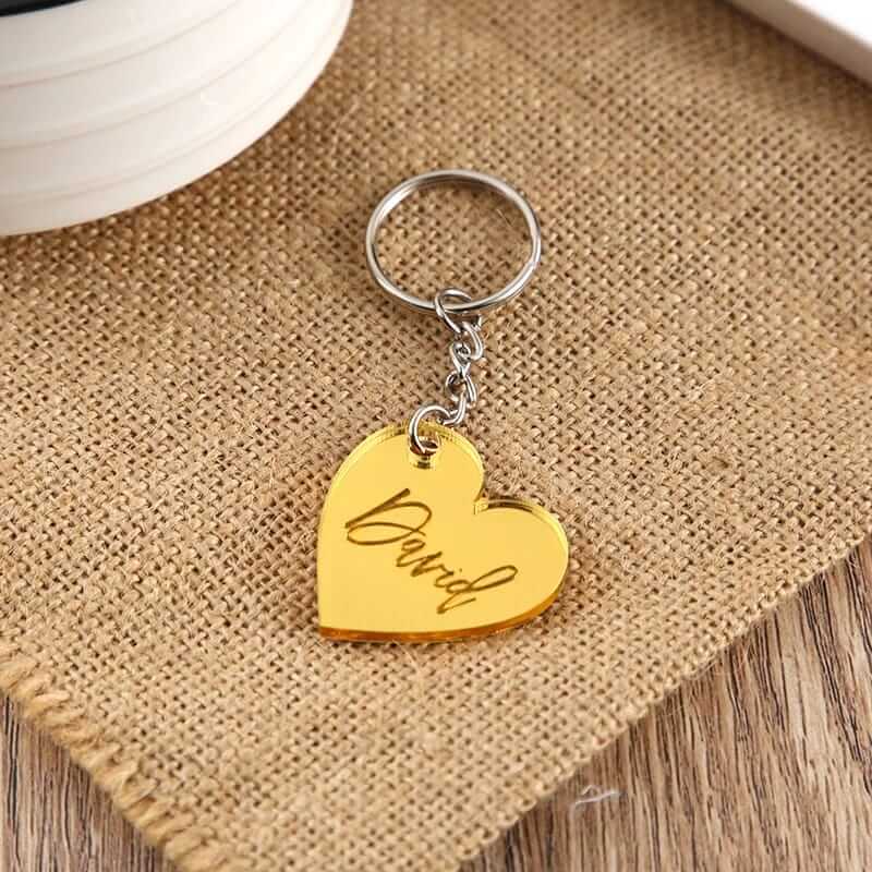 Acrylic Heart Name Keychain
