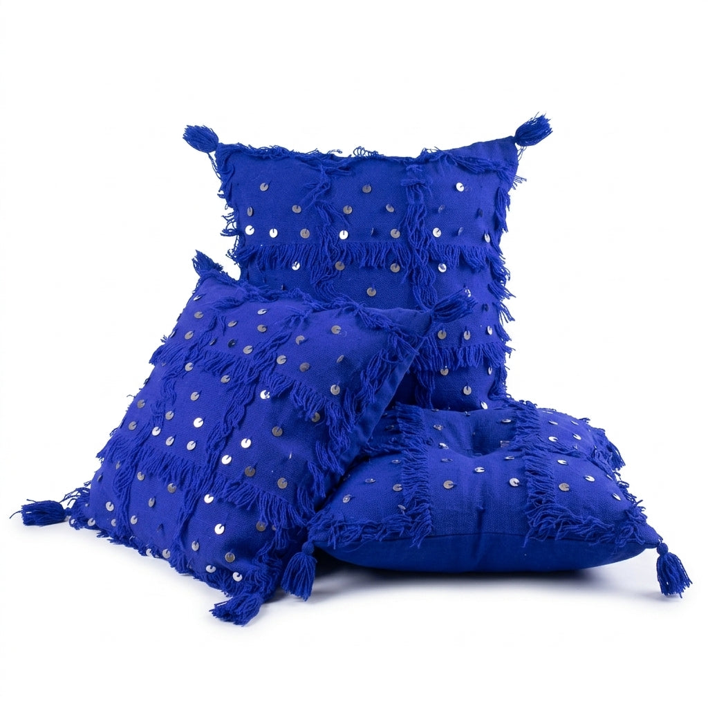 Majorelle Sequin Moroccan pillow cover, detail photo 6