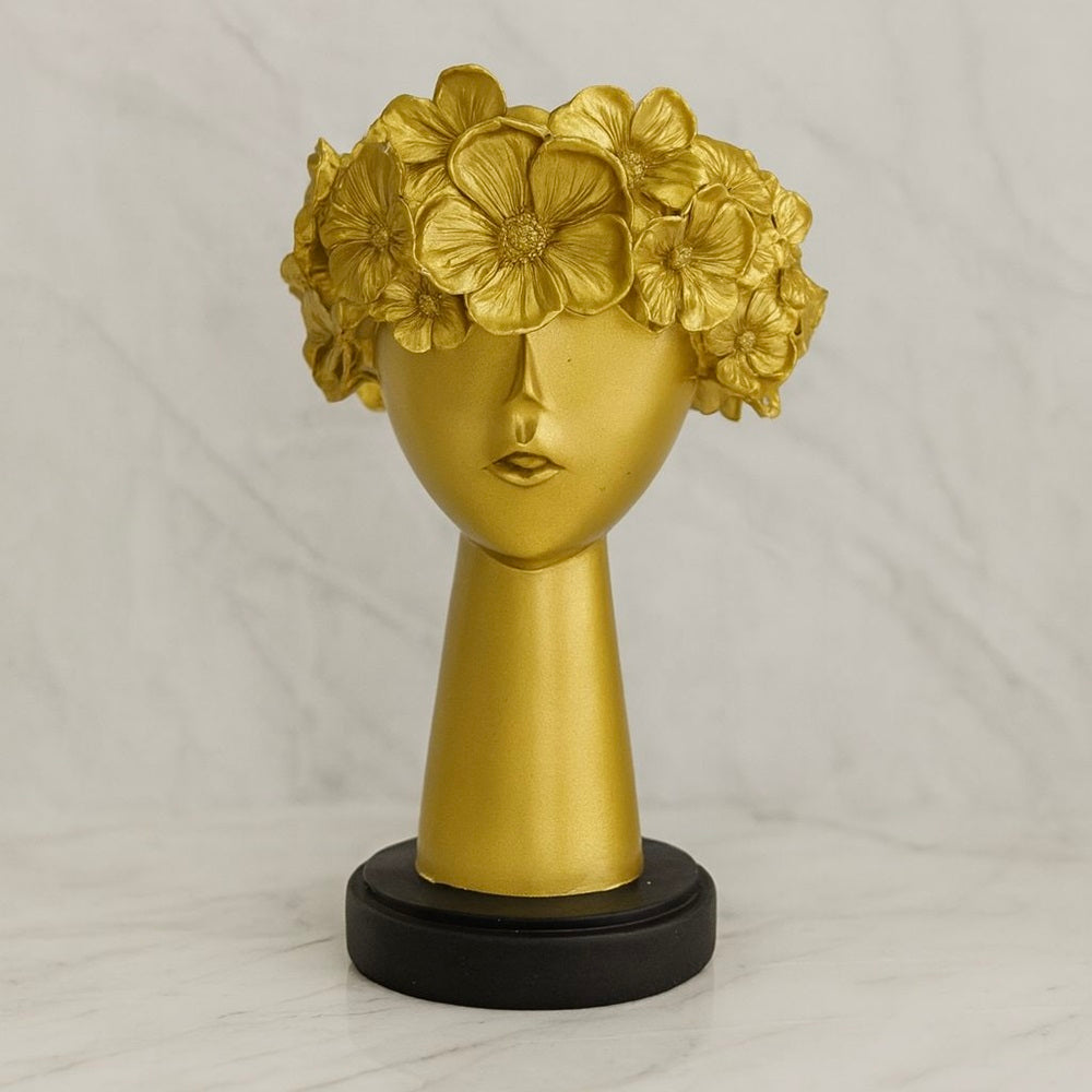 Floral Face Ceramic Sculpture - Luxury Home Decor Accent Peice