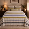 Heritage Stripe bedspread styled on a bed in a Moroccan bedroom