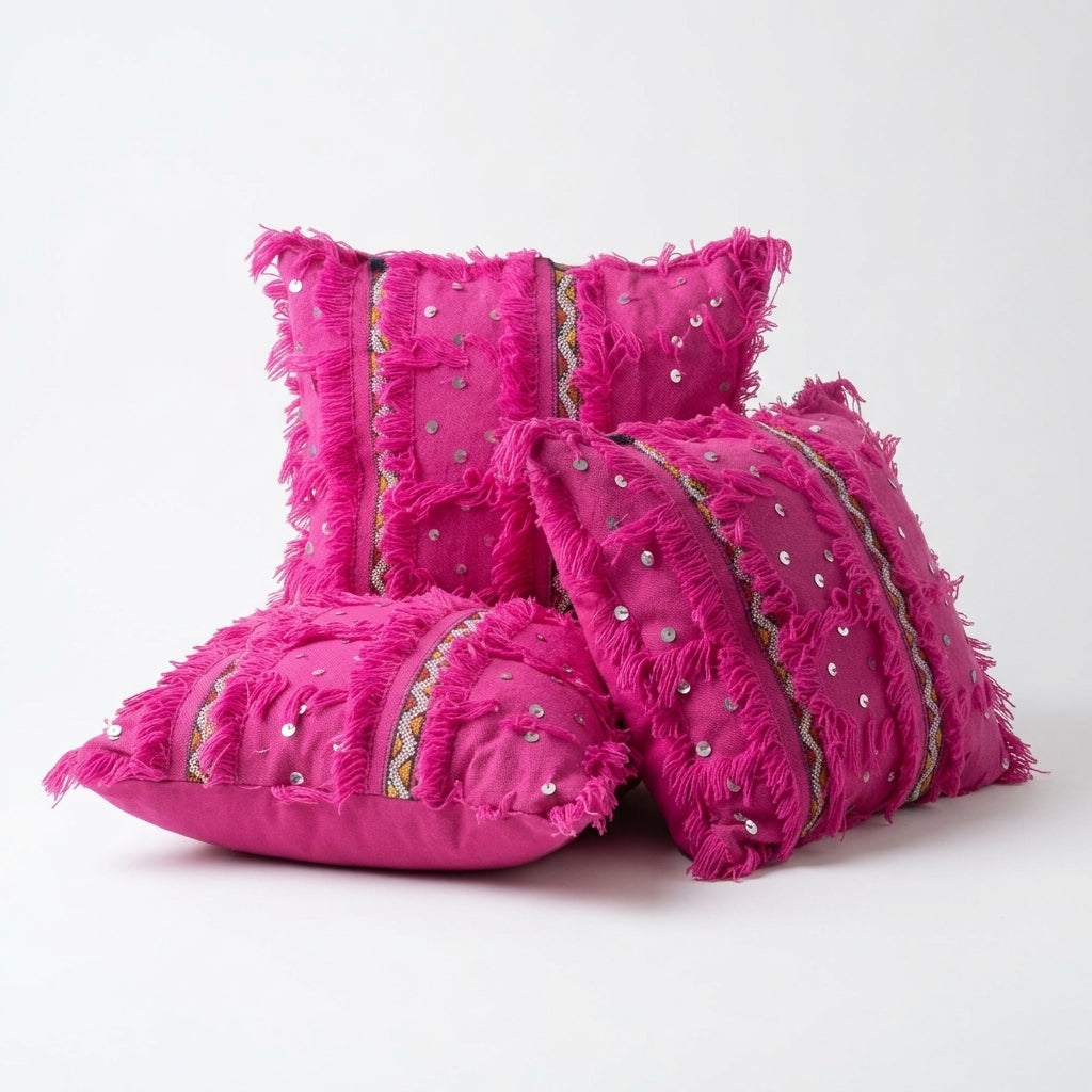 Rose Sequin Moroccan pillow cover, detail photo 6