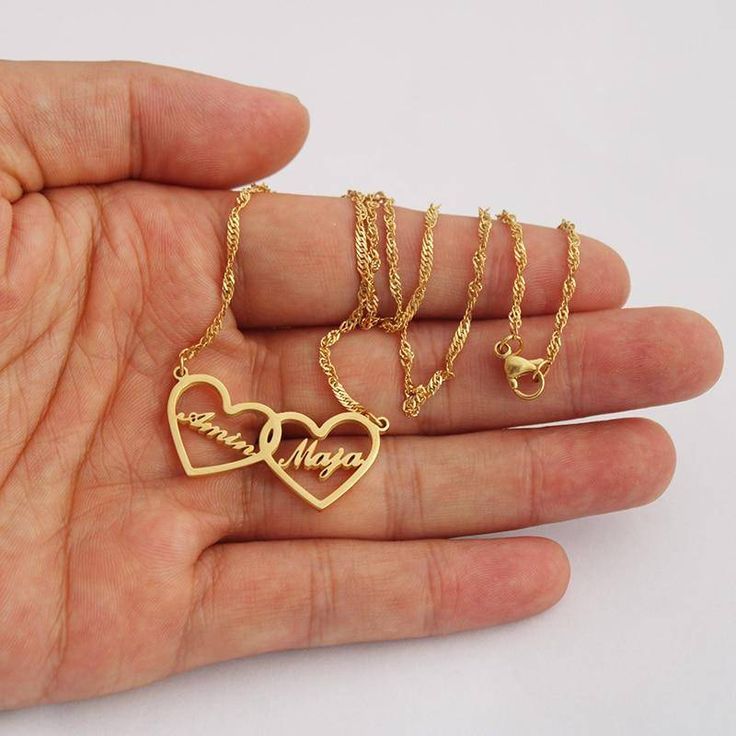 Couple heart personalized necklace