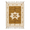 Ochre star Azilal rug — cream border with ochre field and eight-point star, flat lay