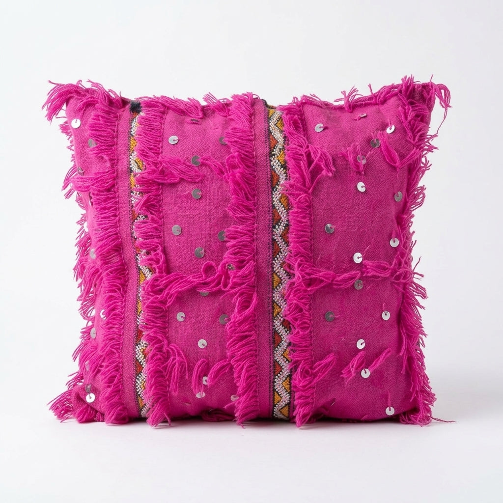 Rose Sequin Moroccan pillow cover, detail photo 4