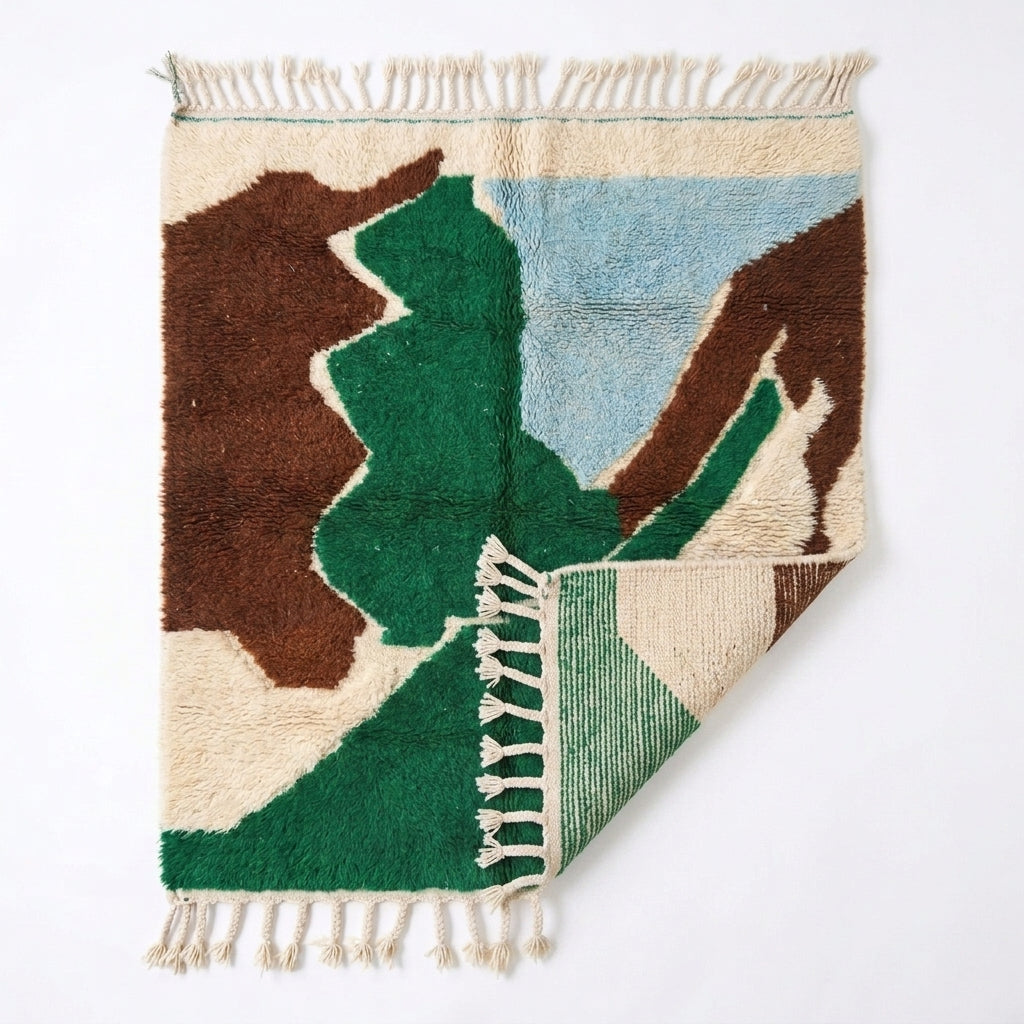 Abstract Calm Mrirt rug — rug folded showing wool thickness