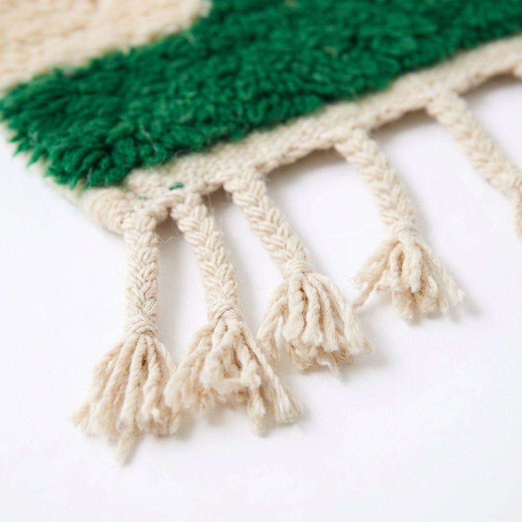 Abstract Calm Mrirt rug — hand-knotted fringe detail close-up