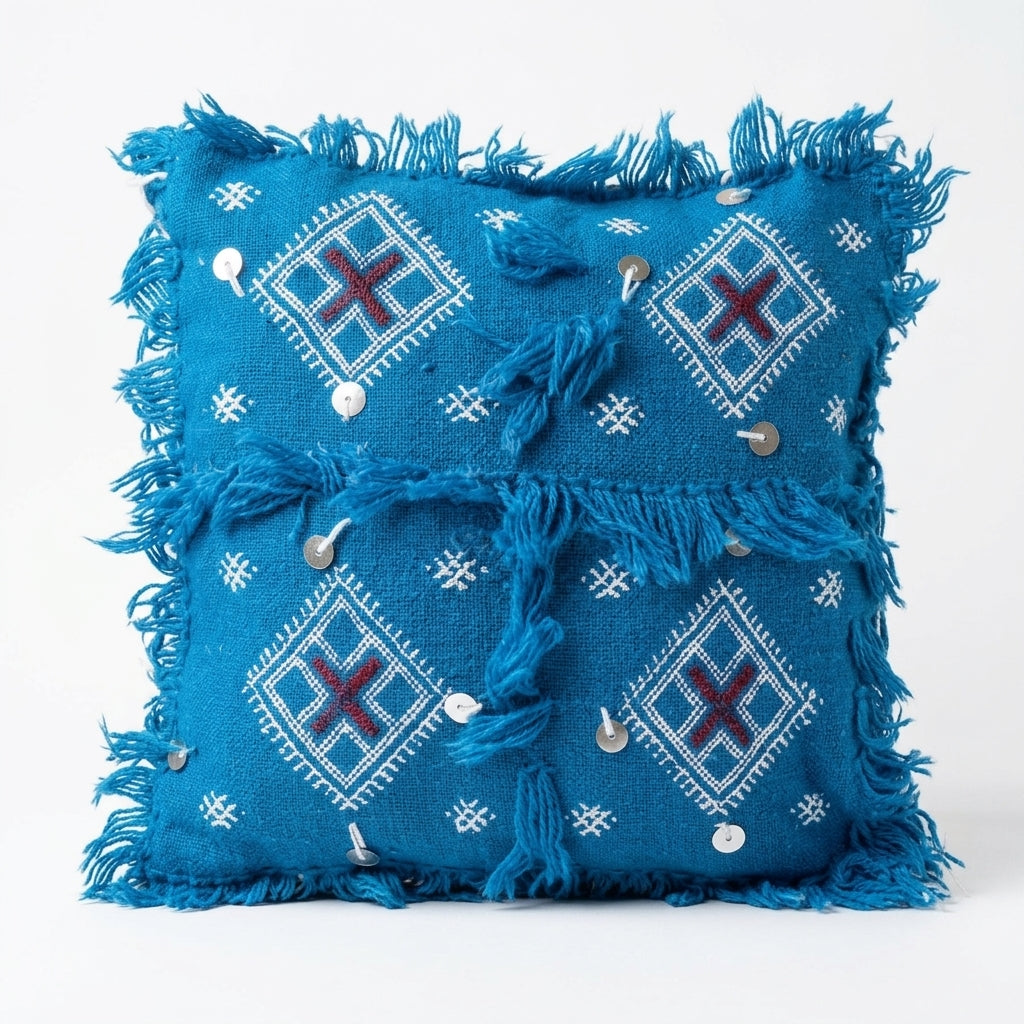 Ocean Berber Diamond Moroccan pillow cover, detail photo 3