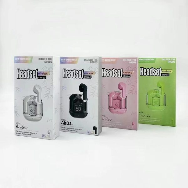 Air31 Crystal-Clear Wireless Earbuds | Sleek Transparent Design | Bluetooth