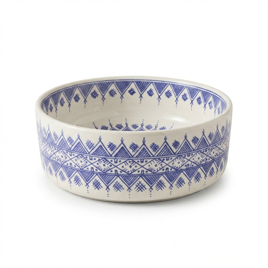 Amazigh Indigo Drum Moroccan ceramic sink - angled view