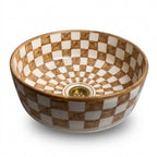 Amber Checkerboard Moroccan ceramic sink - top view