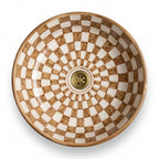Amber Checkerboard Moroccan ceramic sink - studio view on white background