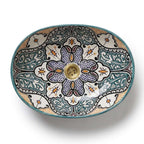 Amber and Teal Heritage Moroccan ceramic sink - top view of dotted multicolor interior