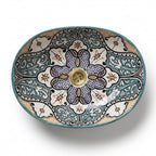 Amber and Teal Heritage Moroccan ceramic sink - top view of dotted multicolor interior