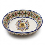 Andalusian Jewel Moroccan ceramic sink - side angle of multicolor hand-painted basin