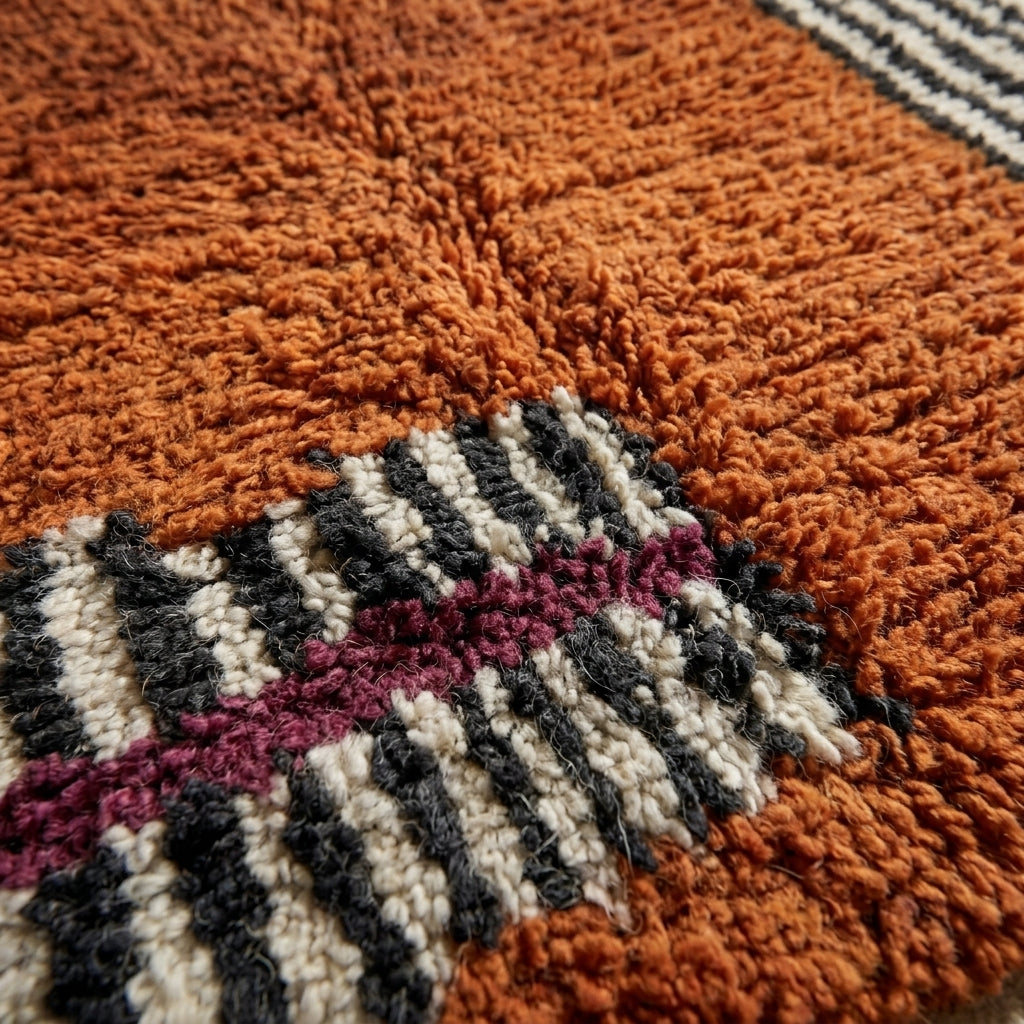 Atlas Corridor Moroccan Runner Rug - handwoven Berber wool detail