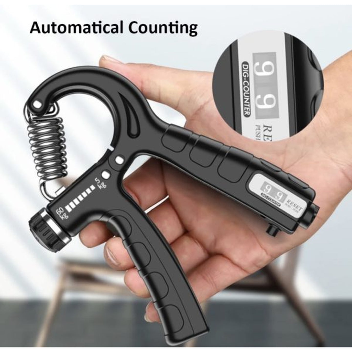 Automatic Counting Hand Grip Strengthener | Adjustable Resistance | Wrist & Forearm Workout Gripper | Random Color
