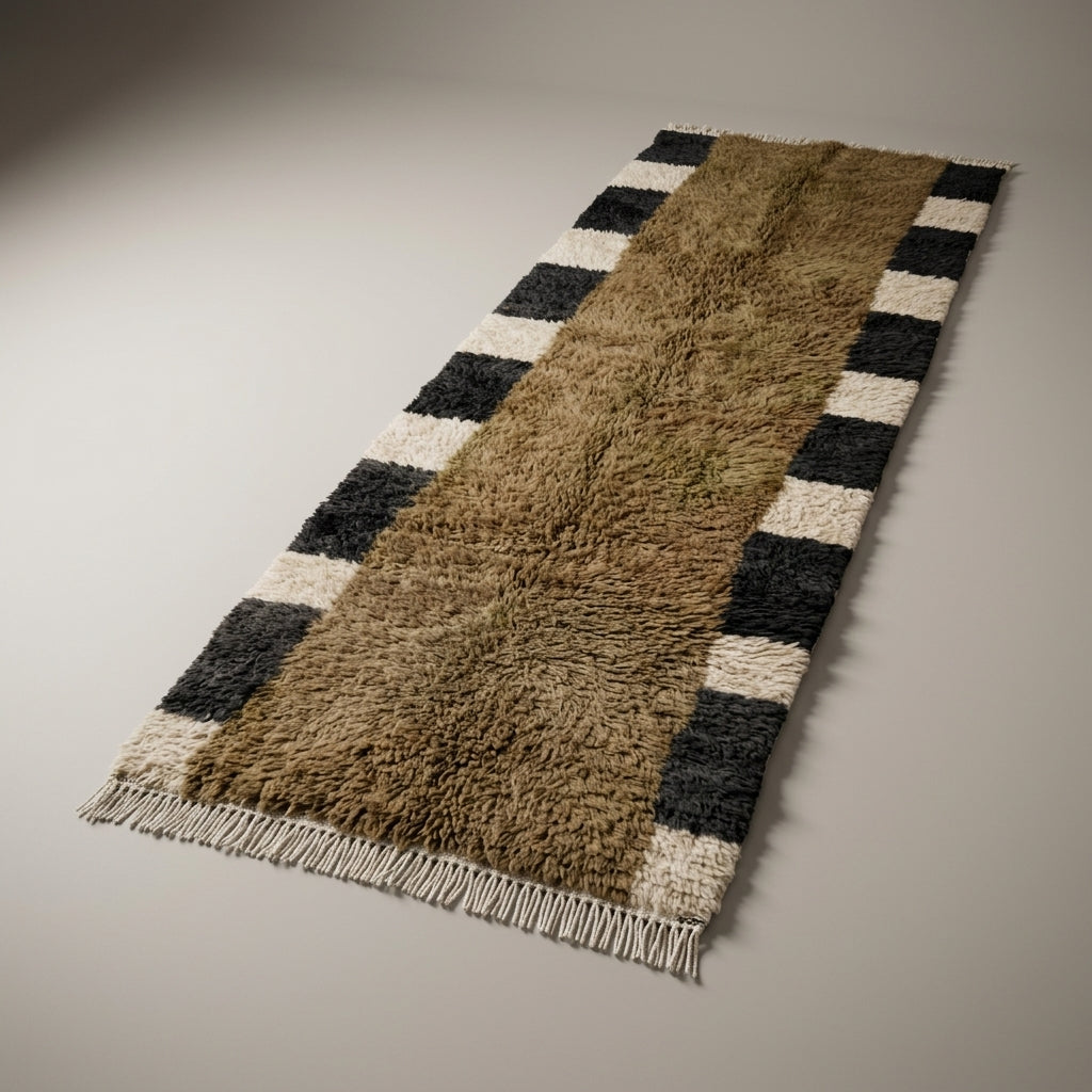 Azure Corridor Moroccan Runner Rug - handwoven Berber wool detail
