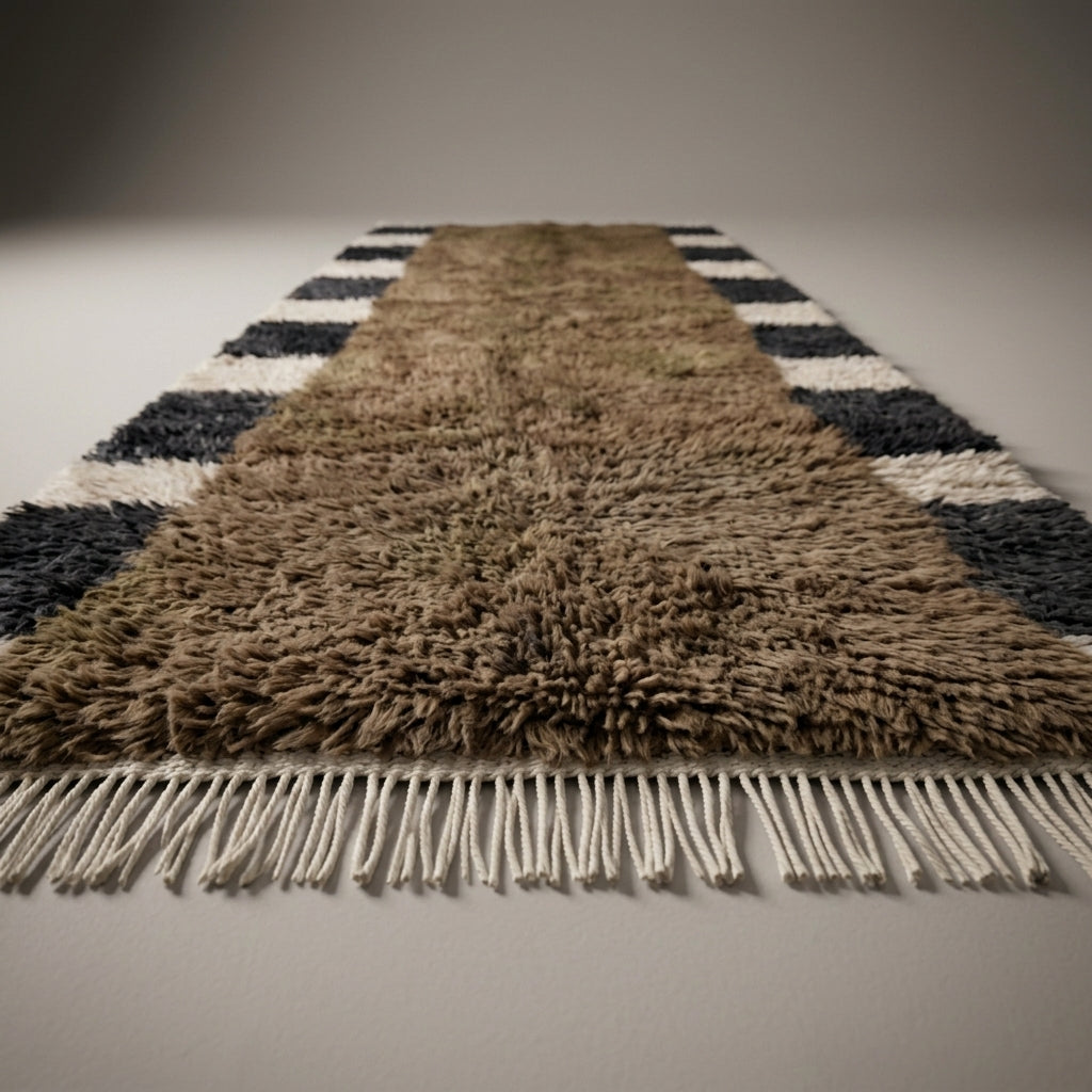 Azure Corridor Moroccan Runner Rug - handwoven Berber wool detail