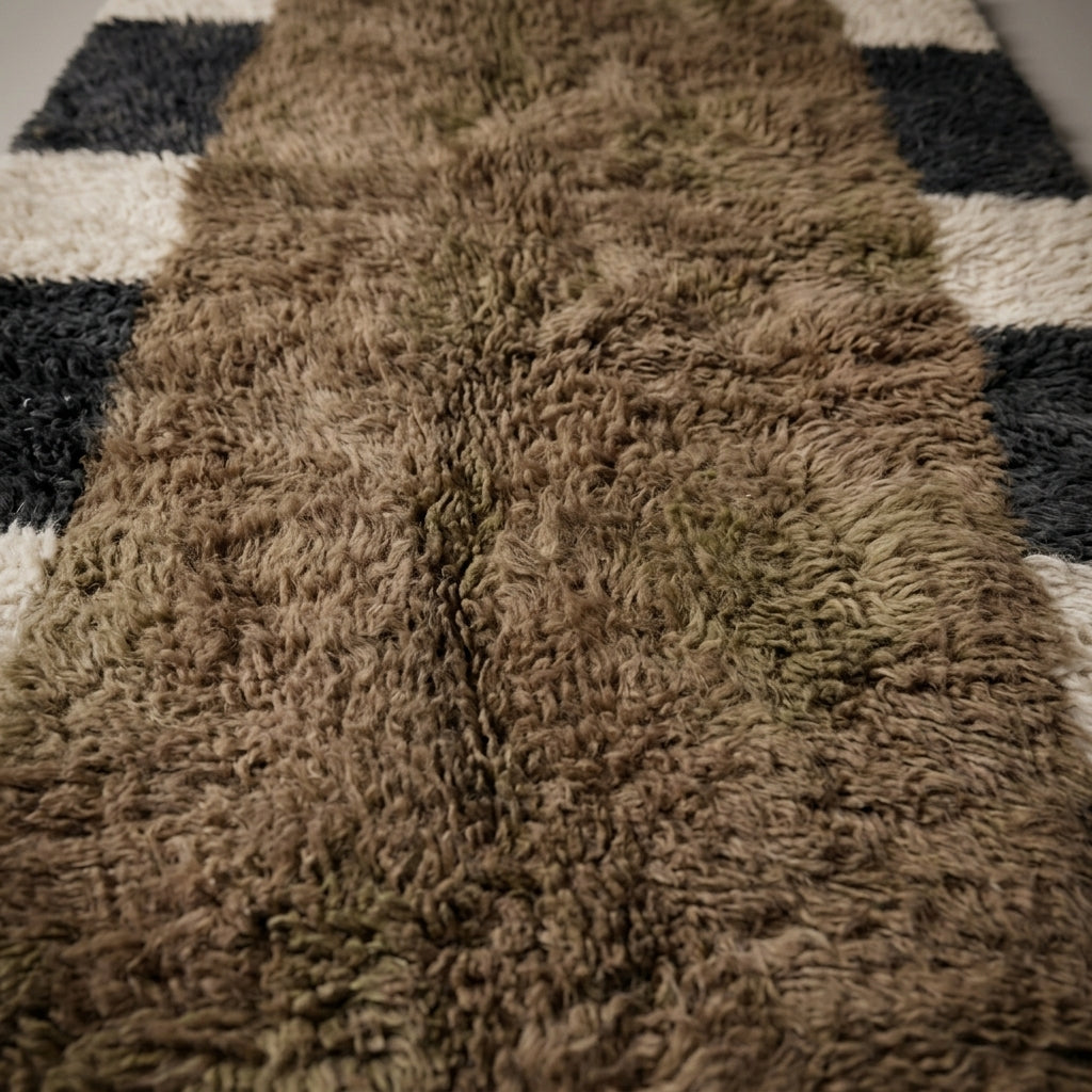 Azure Corridor Moroccan Runner Rug - handwoven Berber wool detail