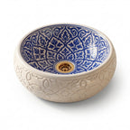 Azure Damask Emboss Moroccan ceramic sink - angled studio view