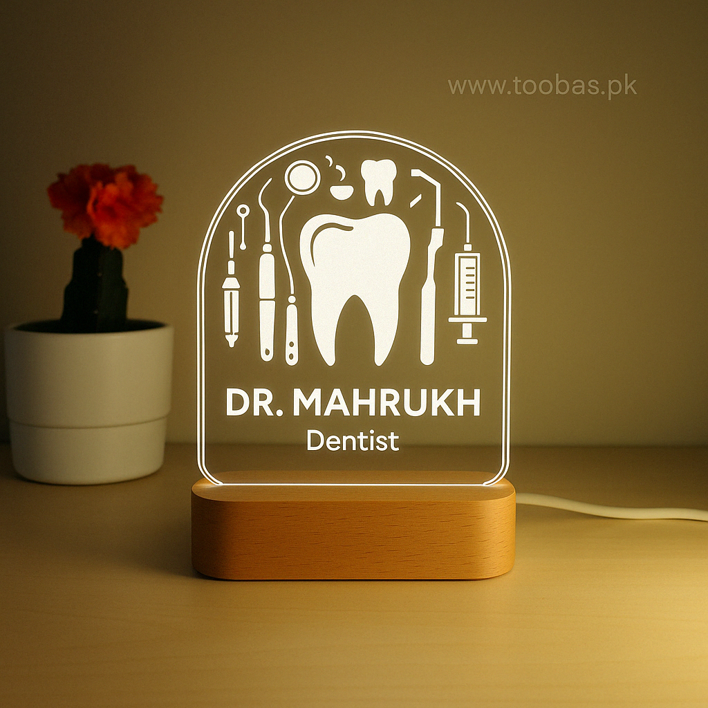 Personalized LED Night Lamp for Dentists – Custom Name Gift for Dental Clinics & Offices