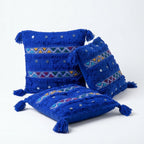 Royal Blue Triangles Moroccan pillow cover, detail photo 5