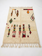 Harvest Symbols Beni Ourain rug full view at an angle on white studio background