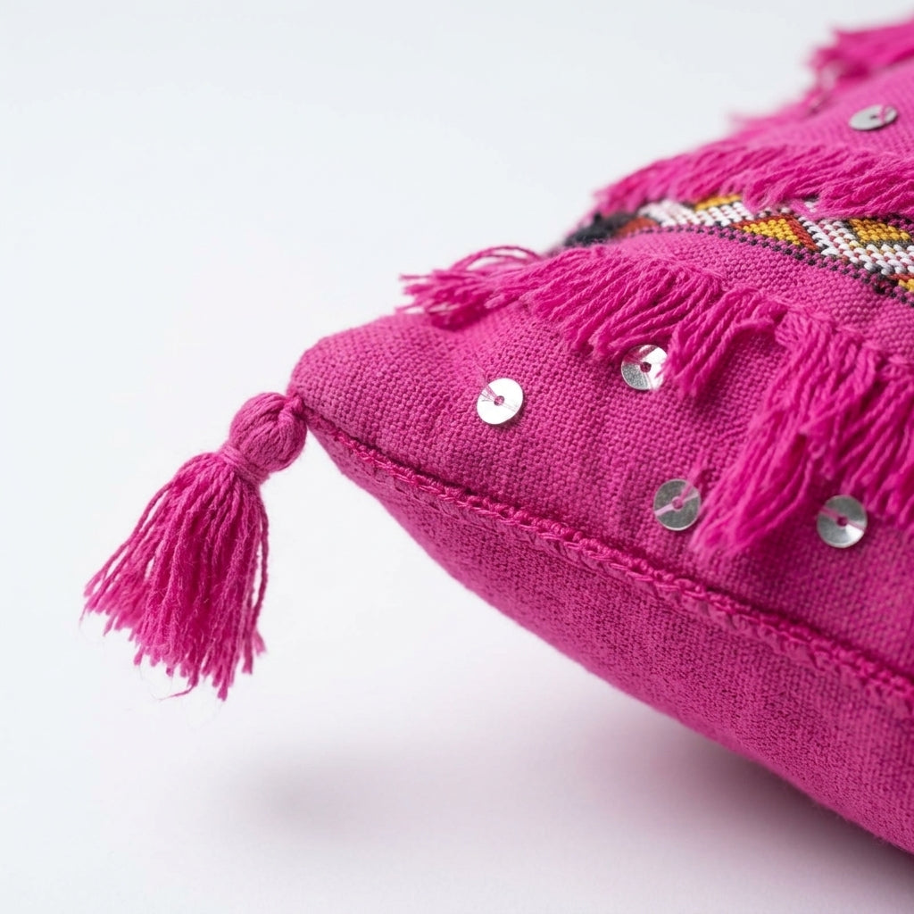 Rose Sequin Moroccan pillow cover, detail photo 3