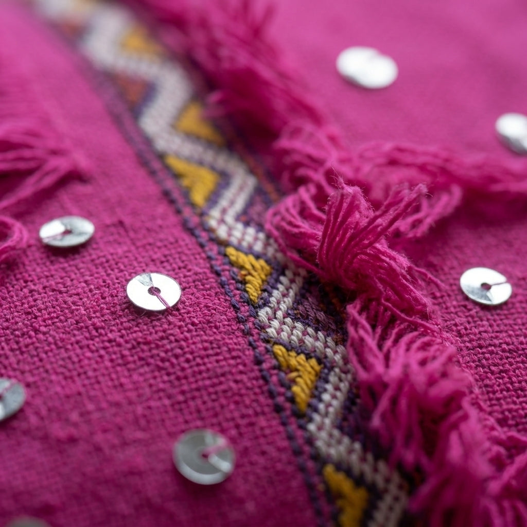 Rose Sequin Moroccan pillow cover, detail photo 5